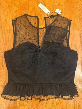 Express Black Sheer Ruffle Top
